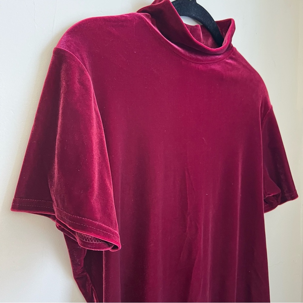 vintage 90s cranberry red velour mockneck